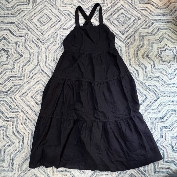 Anthropologie | Cloth & Stone Cross-Back Linen Tiered Dress - Picture 3 of 9
